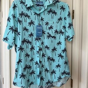 Men's Palm Tree Print Shirt - Blue